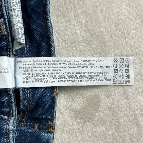 Zara High Waisted Sailor Wide Leg Cropped Jeans Gold Button Nautical Denim - Picture 13 of 16